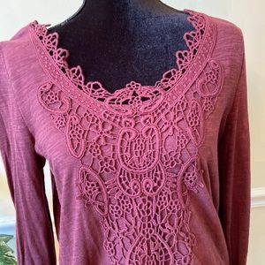 Lucky Brand top with crochet detailing